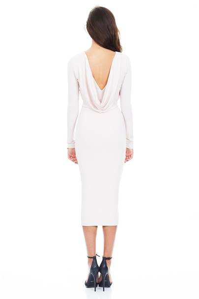Nude Bellissima Long Sleeve Drape Dress : Buy on Sale Now