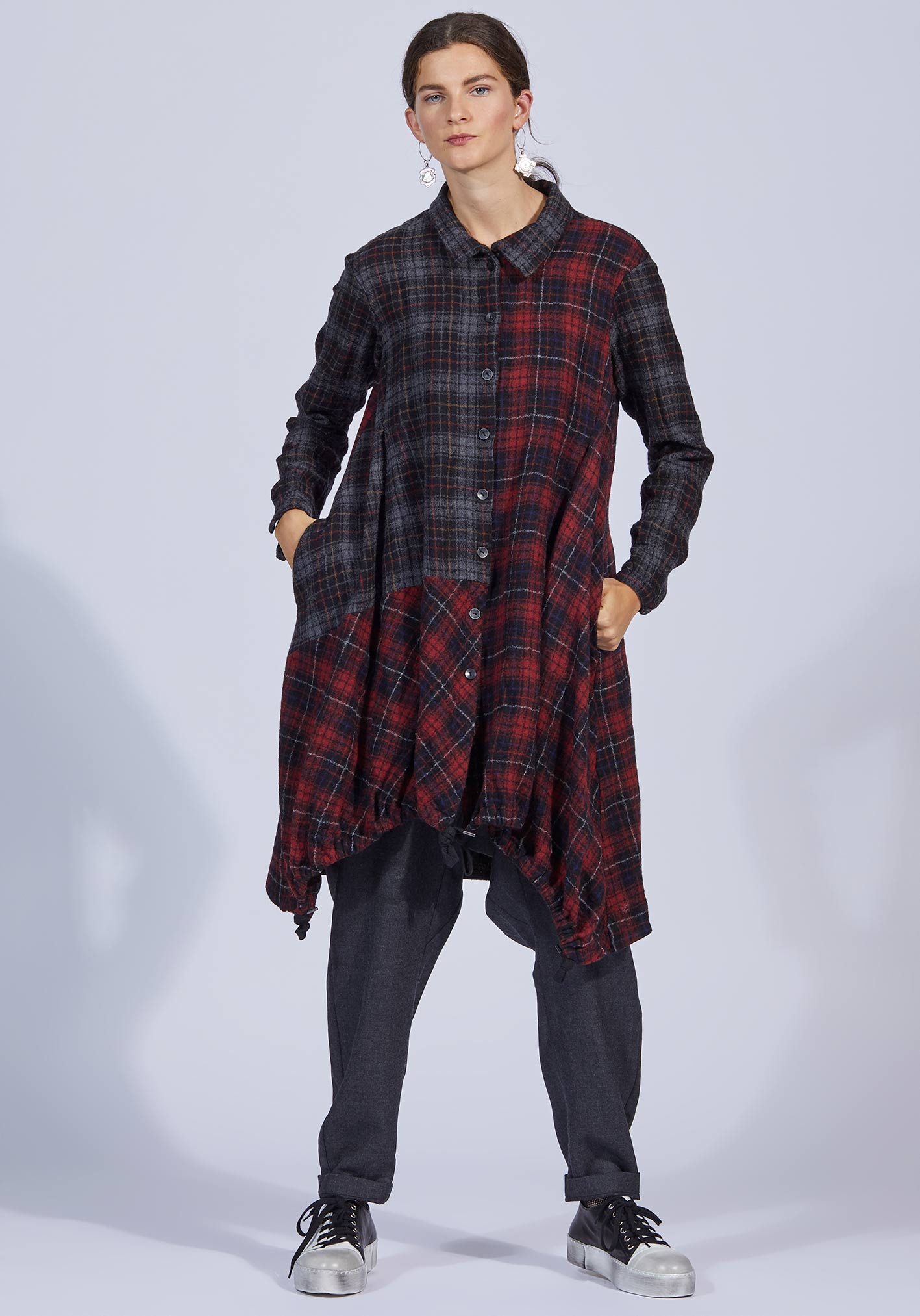 buy the latest Cross Section Drawcord Shirt Jacket (Wool Plaid) online